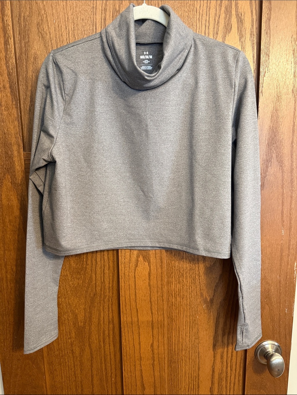 Under Armour Gray Cropped Funnel Neck Long-Sleeve Top